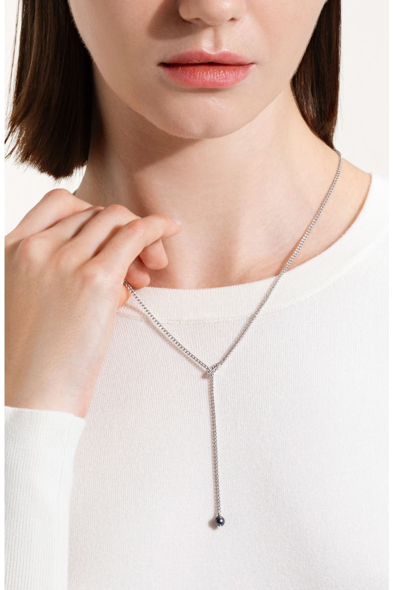 Surf Y-Necklace, Diamonds, Grey Pearl, 1.7mm, Alternate, color, SILVER GREY
