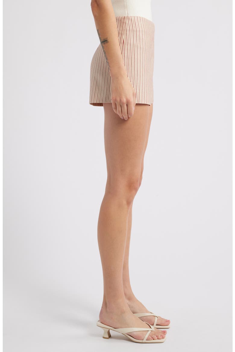 Noto Cotton Blend Micro Shorts, Alternate, color, PINSTRIPE GARNET/ BLUSH