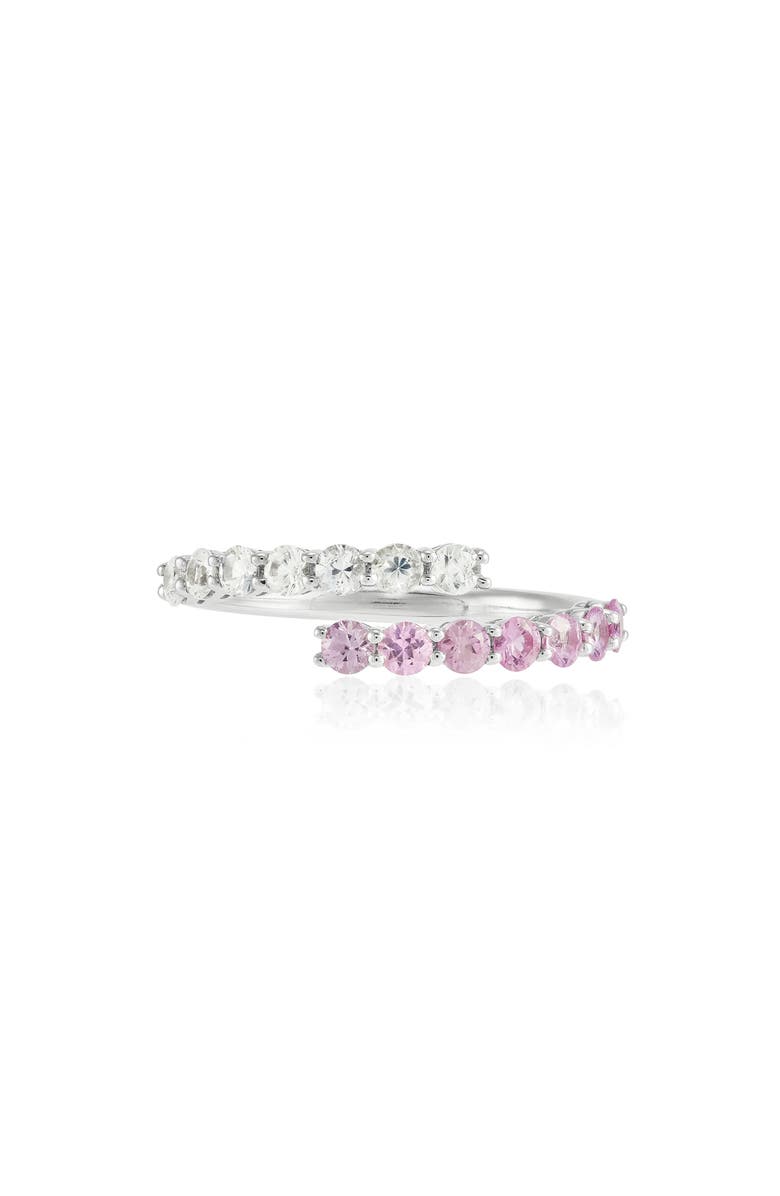 Frankie & Zoe 14K White Gold Pink & White Sapphire Bypass Ring, Alternate, color, White Gold