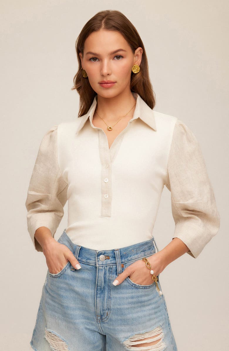 FIFTEEN TWENTY Camden Contrast Henley, Alternate, color, Cream