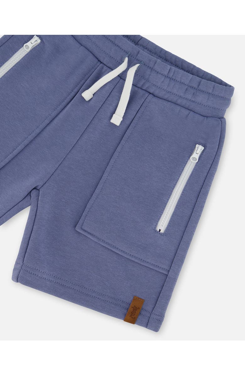 Deux par Deux Little Boy's French Terry Zip Pocket Shorts Pale Mauve Blue, Alternate, color, 