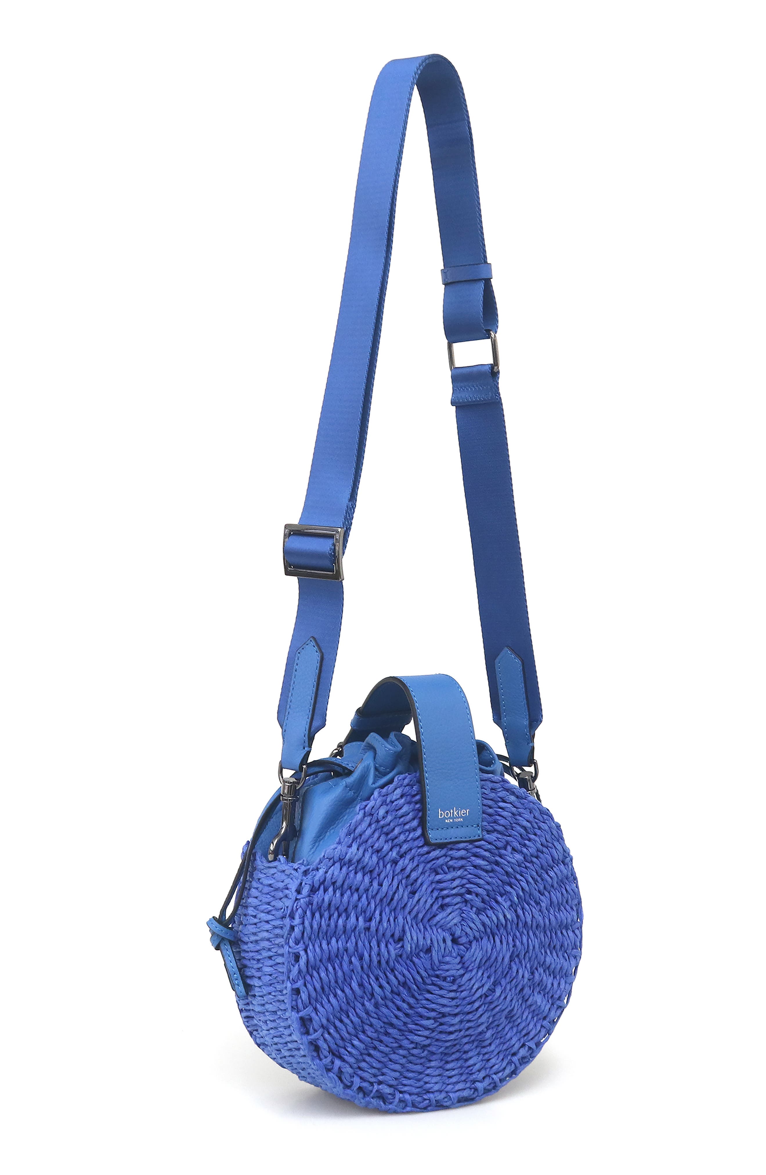 Montauk Woven Straw Crossbody Bag, Main, color, SURFBLUE