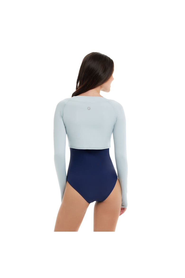 Women's Long Sleeve Crop Top Shirt for Sun and UV Protection, Alternate, color, Soft Gray