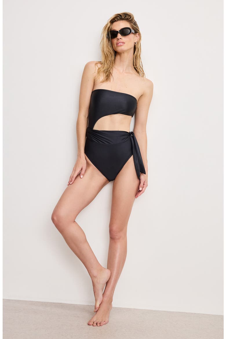 Strapless Cutout One-Piece Swimsuit, Alternate, color, BLACK001