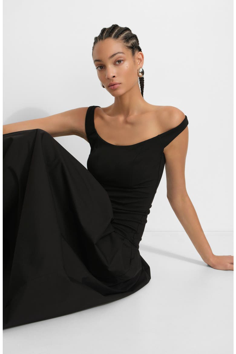 Selene Off the Shoulder Dress, Alternate, color, BLACK