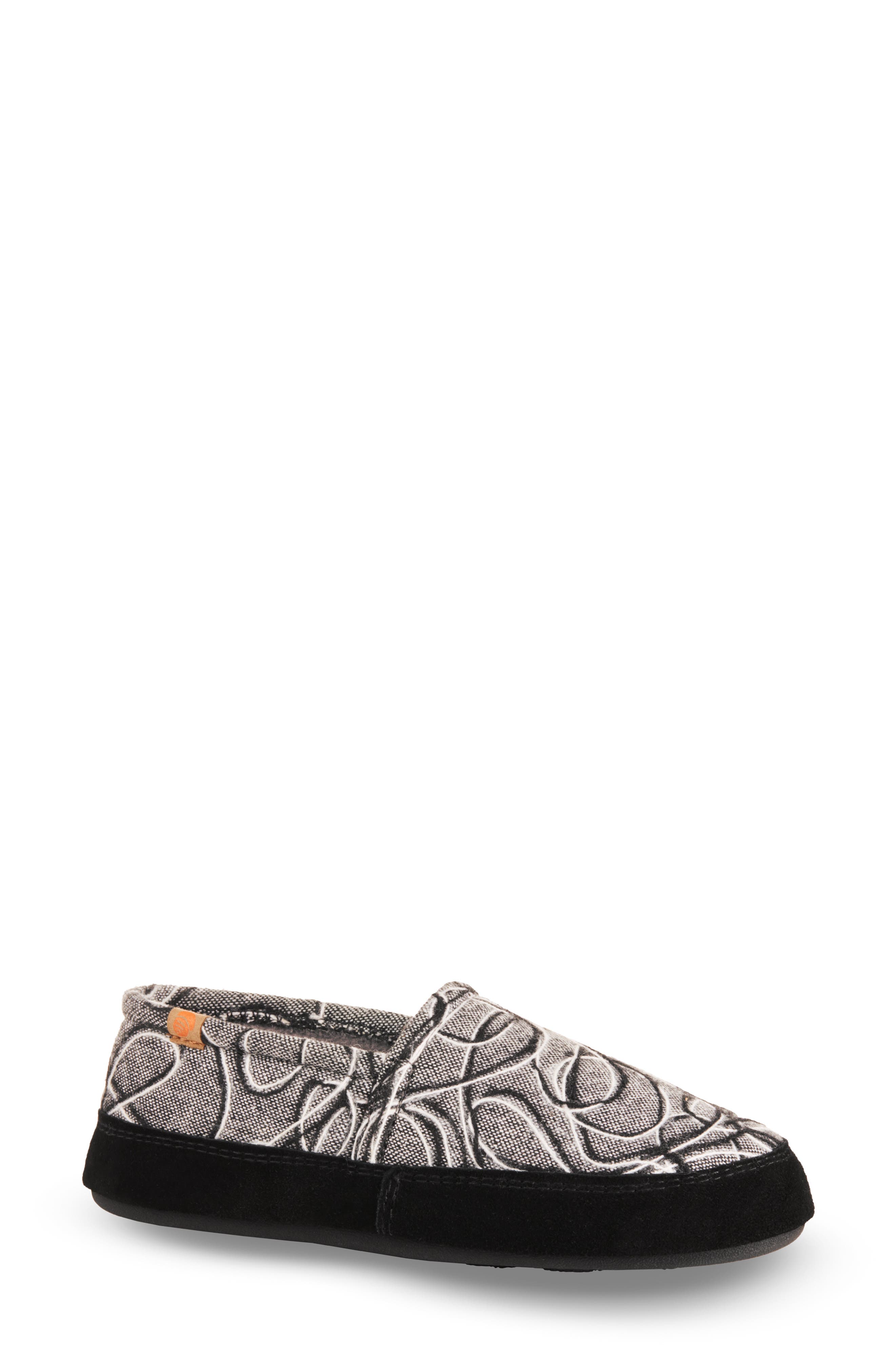Moc Slipper, Main, color, GREY SCRIBBLE SCRABBLE FABRIC