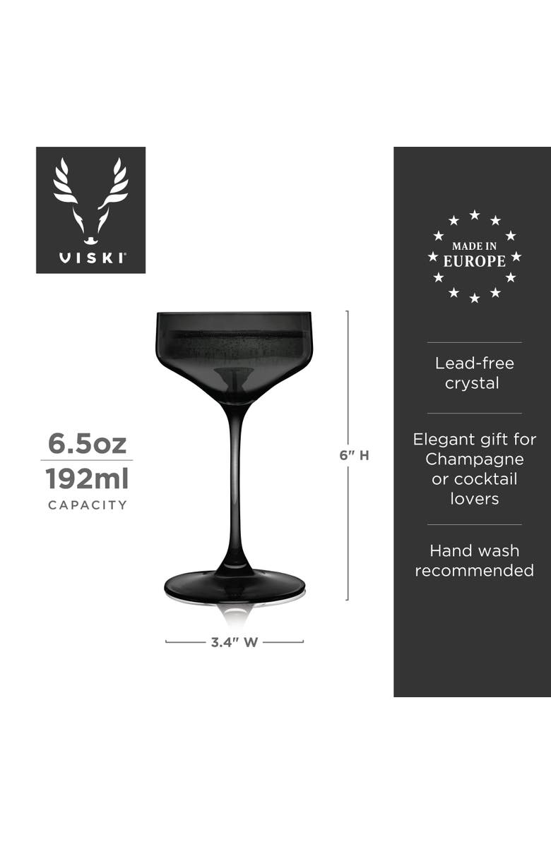 Viski Reserve Nouveau Crystal Coupes, Alternate, color, Black