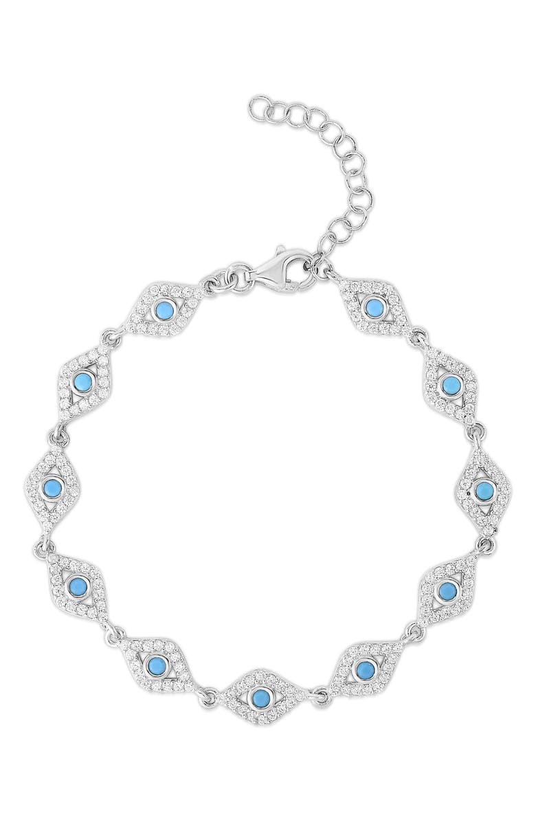 SPHERA MILANO Pavé CZ Evil Eye Bracelet, Main, color, Silver