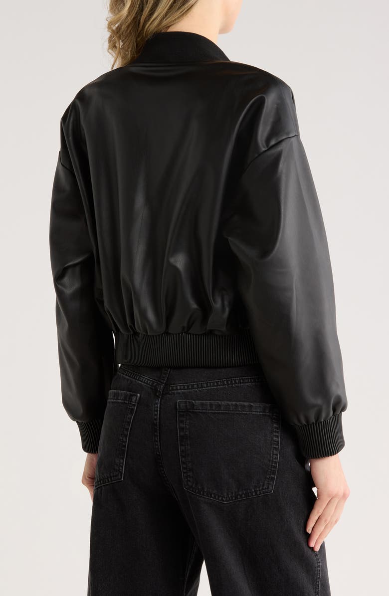 JASON WU Faux Leather Bomber Jacket, Alternate, color, Black