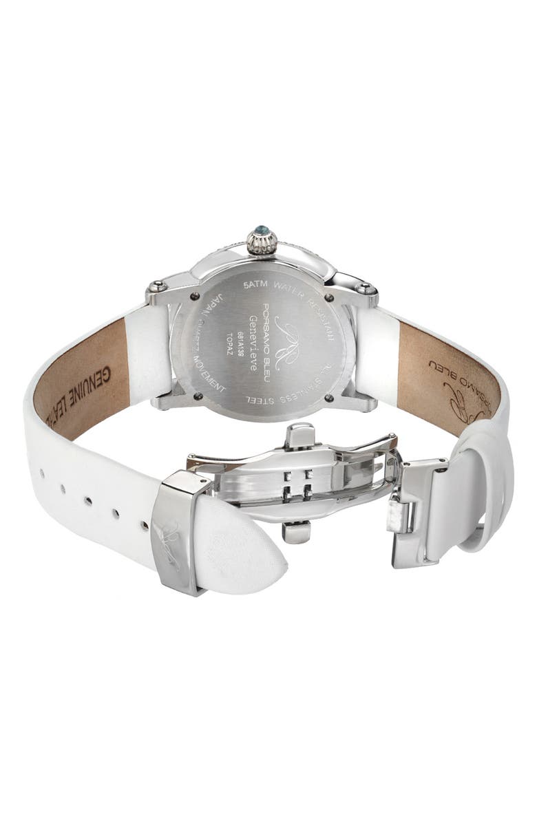 PORSAMO BLEU Women's Genevieve Leather Strap Watch, 38mm, Alternate, color, Silver-White