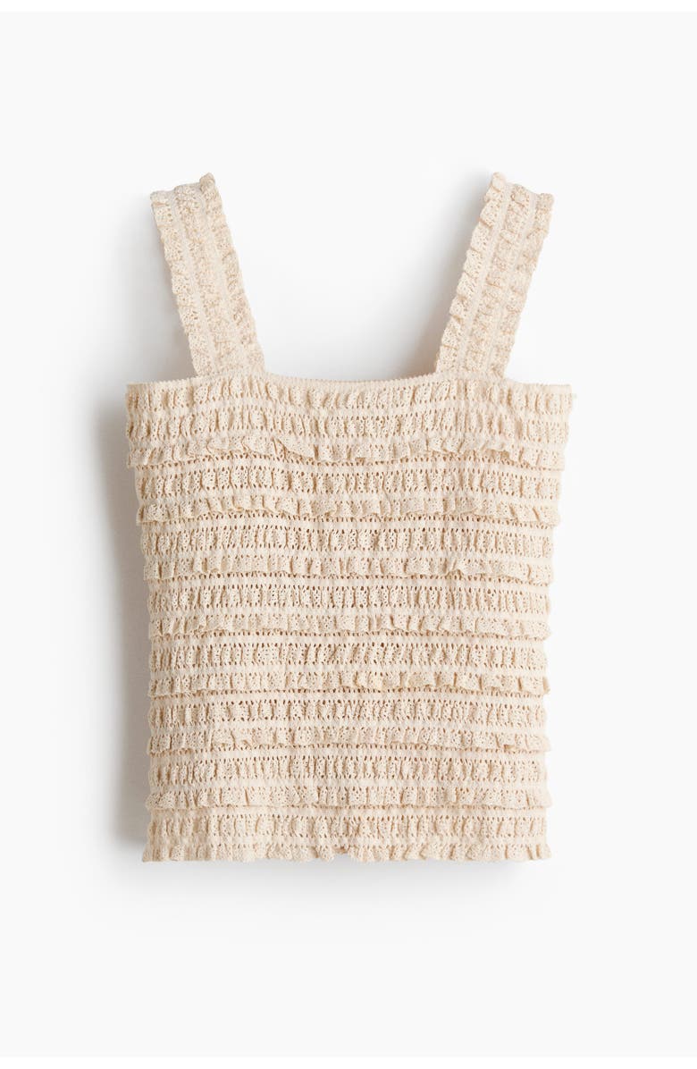 H&M Lace Jersey Sleeveless Top, Main, color, White