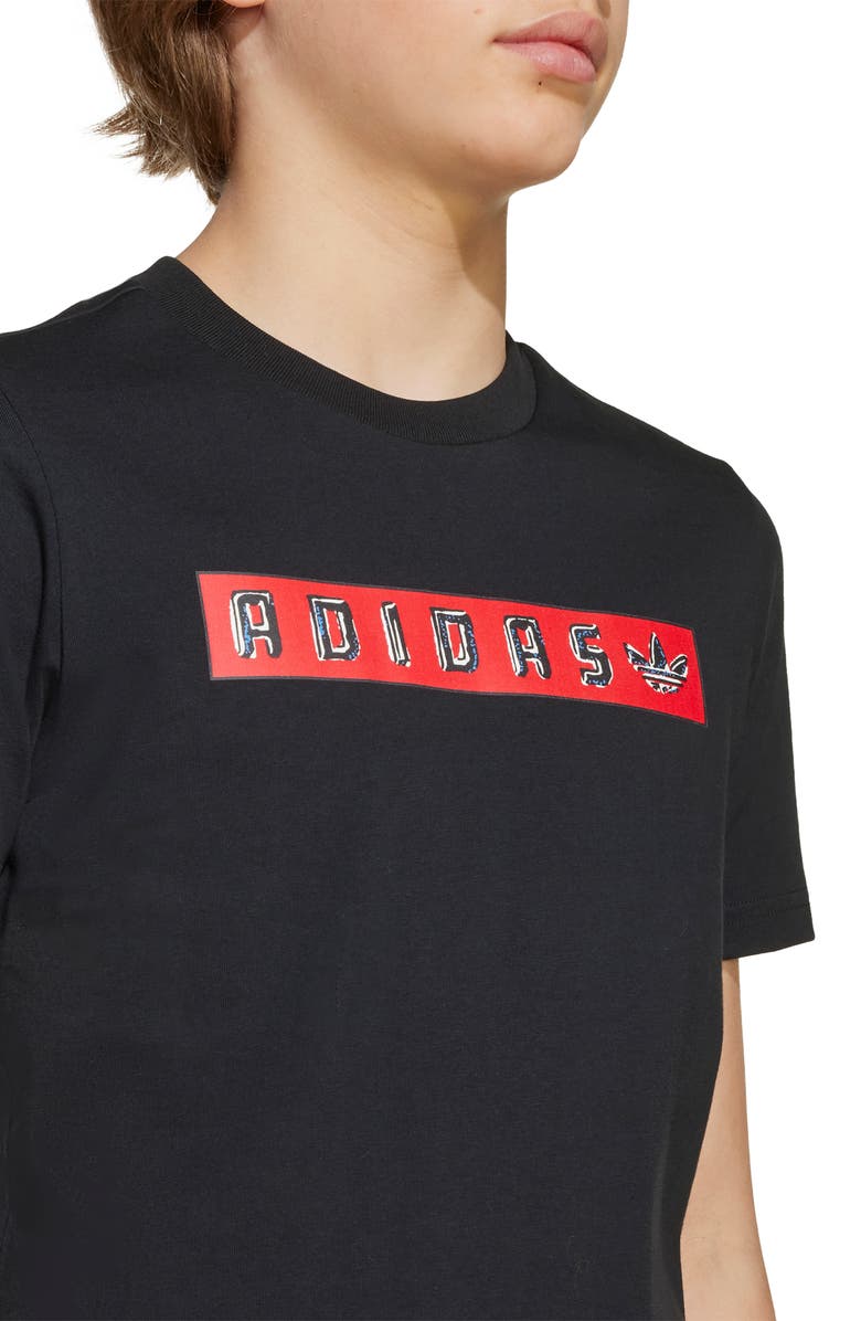 adidas Originals Kids' Cotton Graphic T-Shirt, Alternate, color, Black