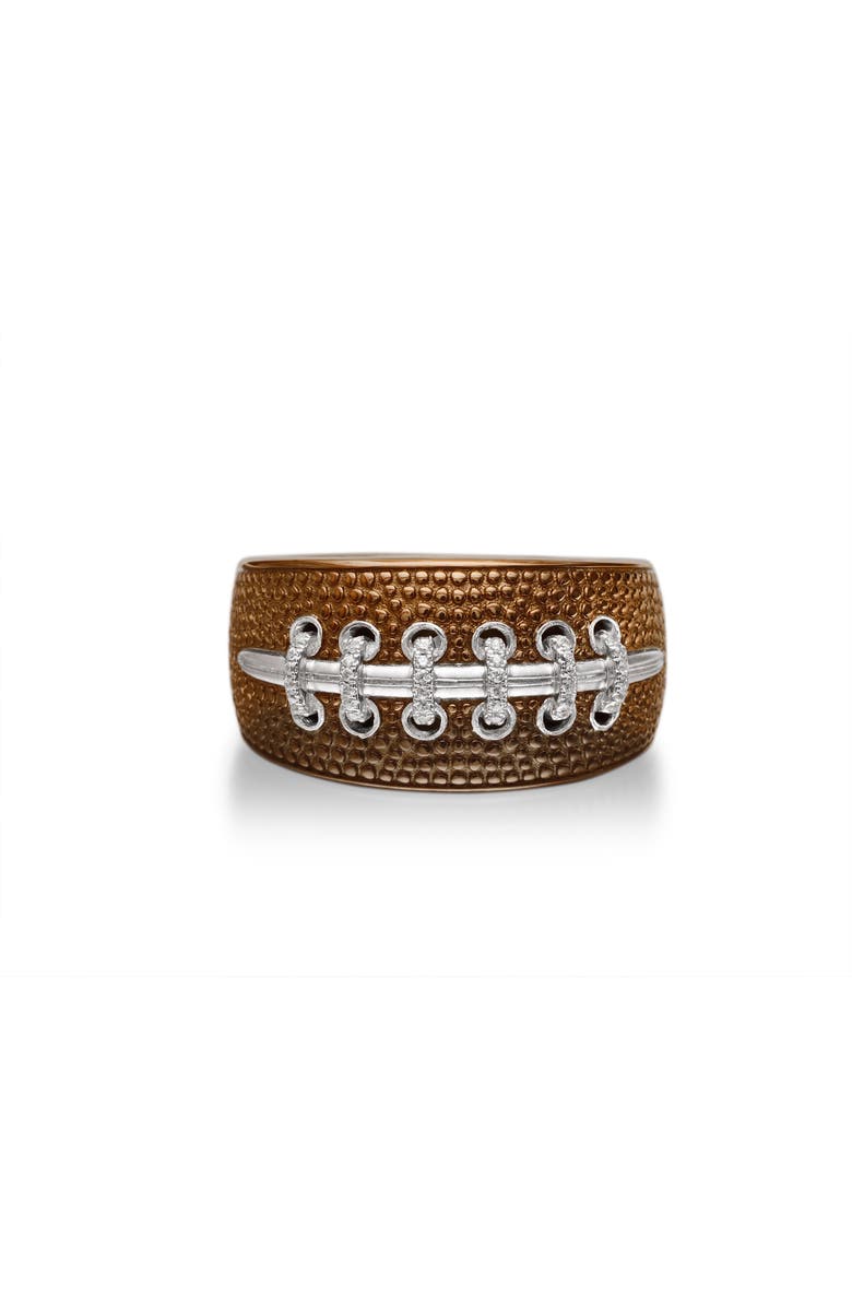 LuvMyJewelry Hustle American Football Diamond Band Men Ring, Main, color, Brown