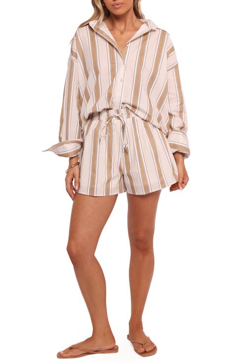 Dean Stripe Cotton Button-Up Shirt & Shorts Set