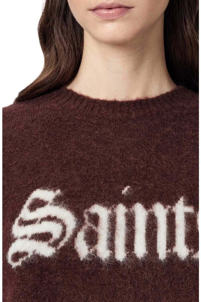 Saints & Sinners Crewneck Sweater, Alternate, color, BURNT BROWN