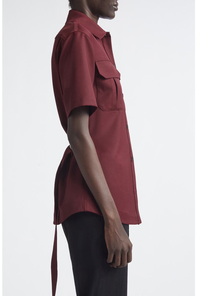 Nali Wool Blend Gabardine Button-Up Shirt, Alternate, color, OXBLOOD