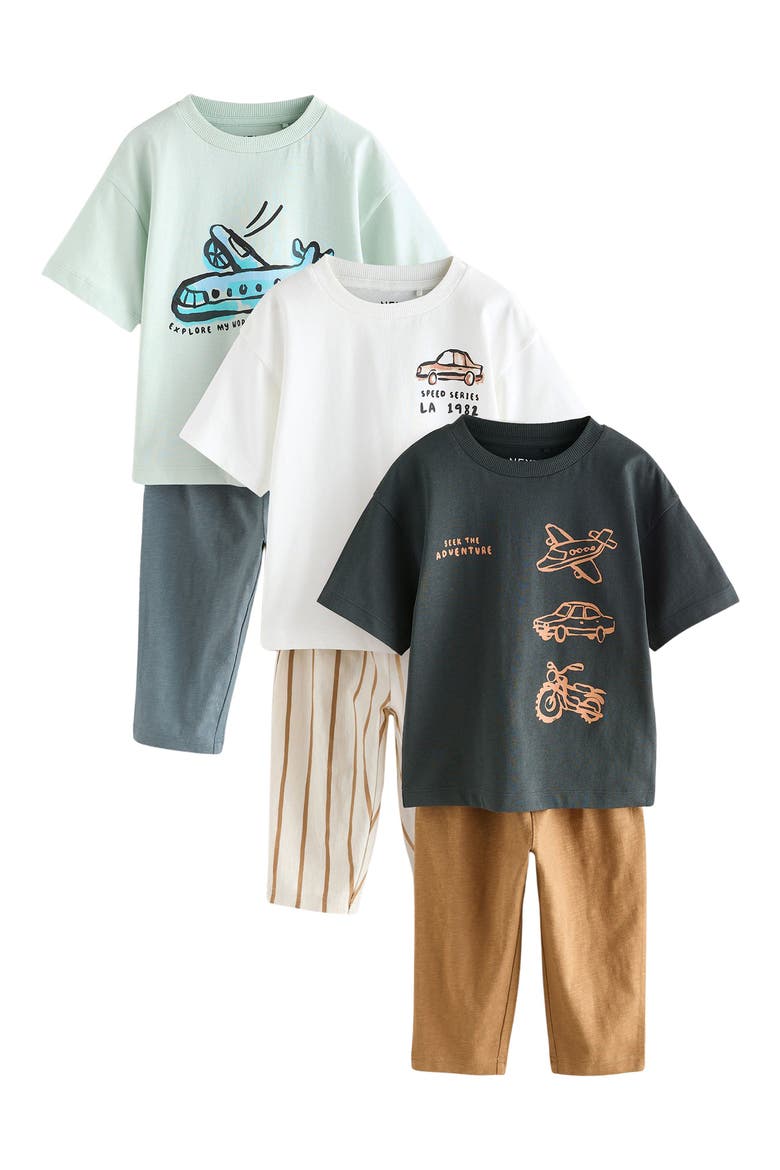 Kids' 6-Pack Transport Assorted T-Shirts & Joggers Set, Main, color, BLUE