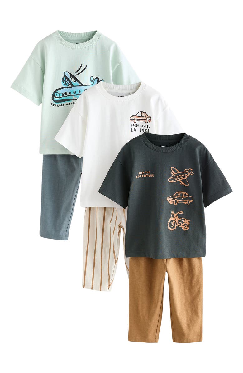 NEXT Kids' 6-Pack Transport Assorted T-Shirts & Joggers Set, Main, color, Blue