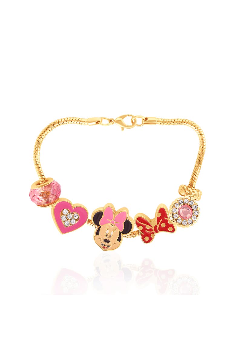 Minnie Mouse Charm Bracelet with Heart Accents, Alternate, color, Gold