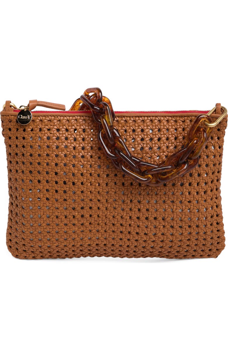 Clare V. Woven Flat Clutch, Main, color,
