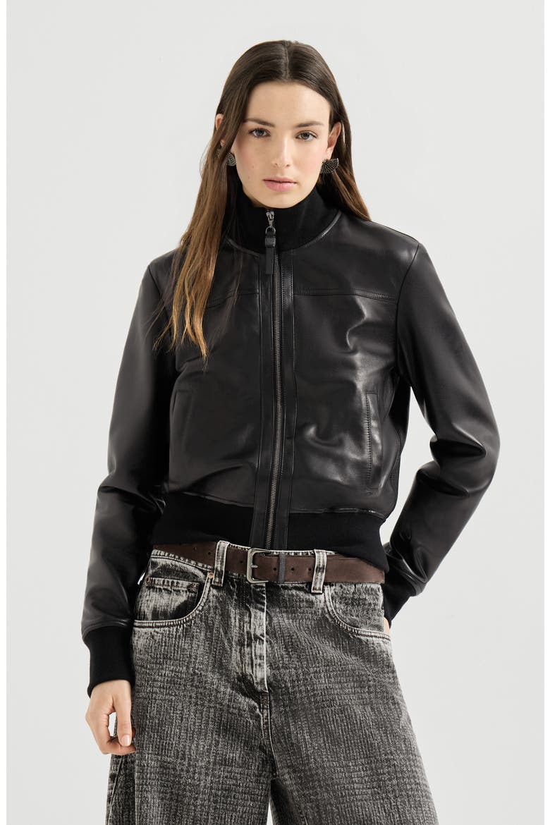 Nappa leather jacket, Alternate, color, Black