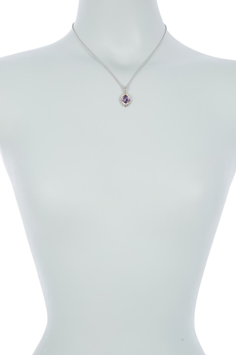 Sterling Silver & 18K Yellow Gold Amethyst Pendant Necklace, Alternate, color, PURPLE