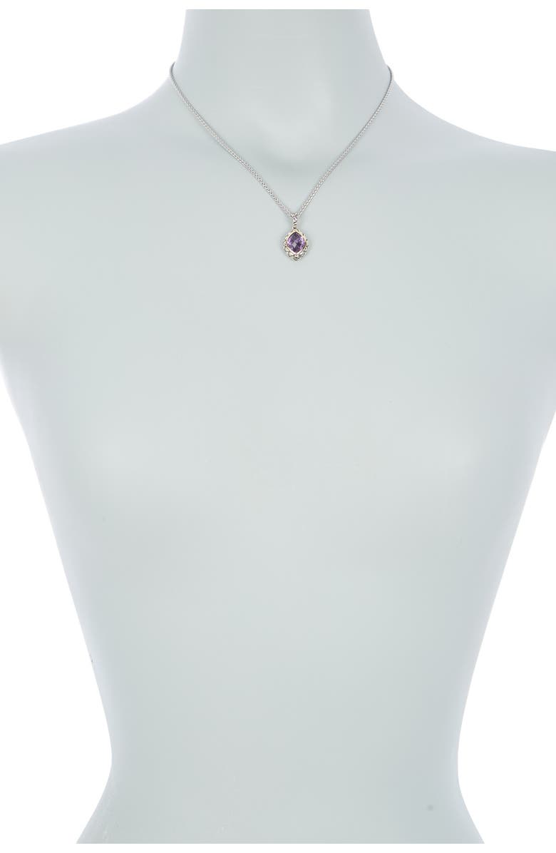 EFFY Sterling Silver & 18K Yellow Gold Amethyst Pendant Necklace, Alternate, color, 