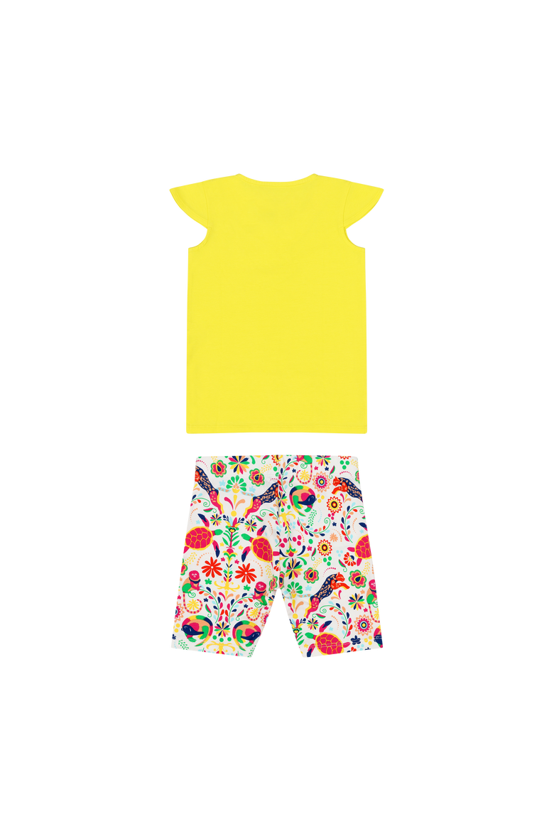 Girls Burda Tunic & Short Set, Alternate, color, Blazing Yellow/Animal Arabesqu