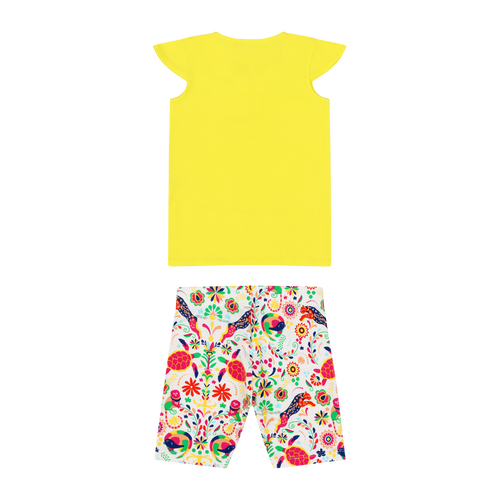 Mixed Up Clothing Girls Burda Tunic & Short Set In Blazing Yellow/animal Arabesqu