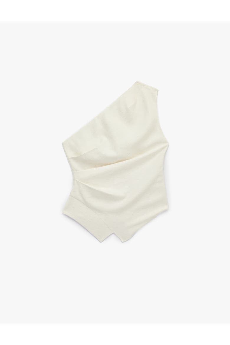 Linen Blend One-Shoulder Sleeveless Draped Top, Alternate, color, ECRU