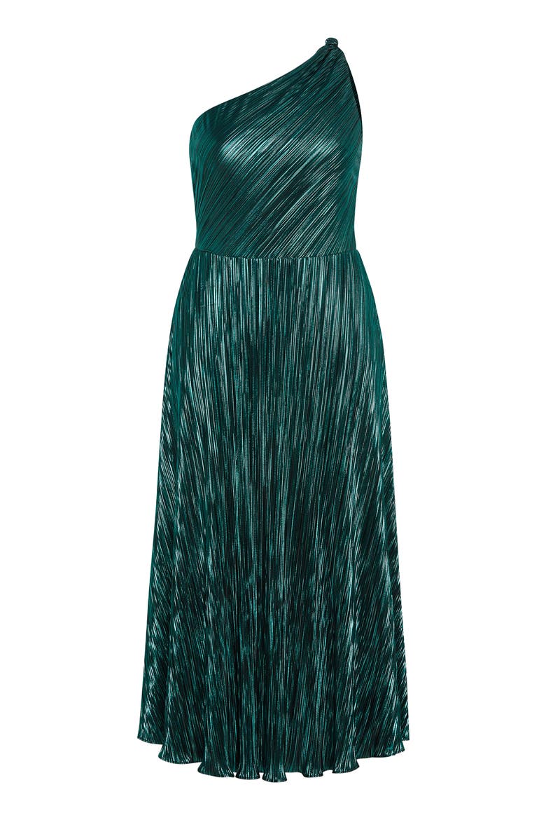 Kamila Metallic One-Shoulder Maxi Dress, Alternate, color, EMERALD