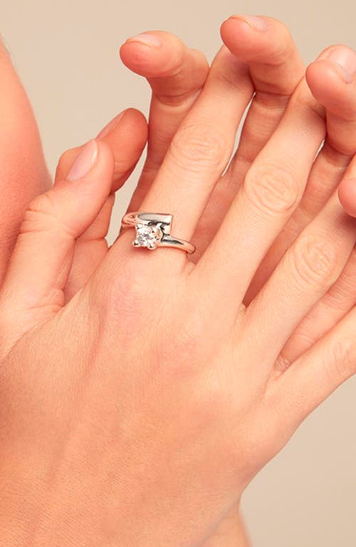 Unode50 Sterling Silver-plated Ring With White Cubic Zirconia In Metallic