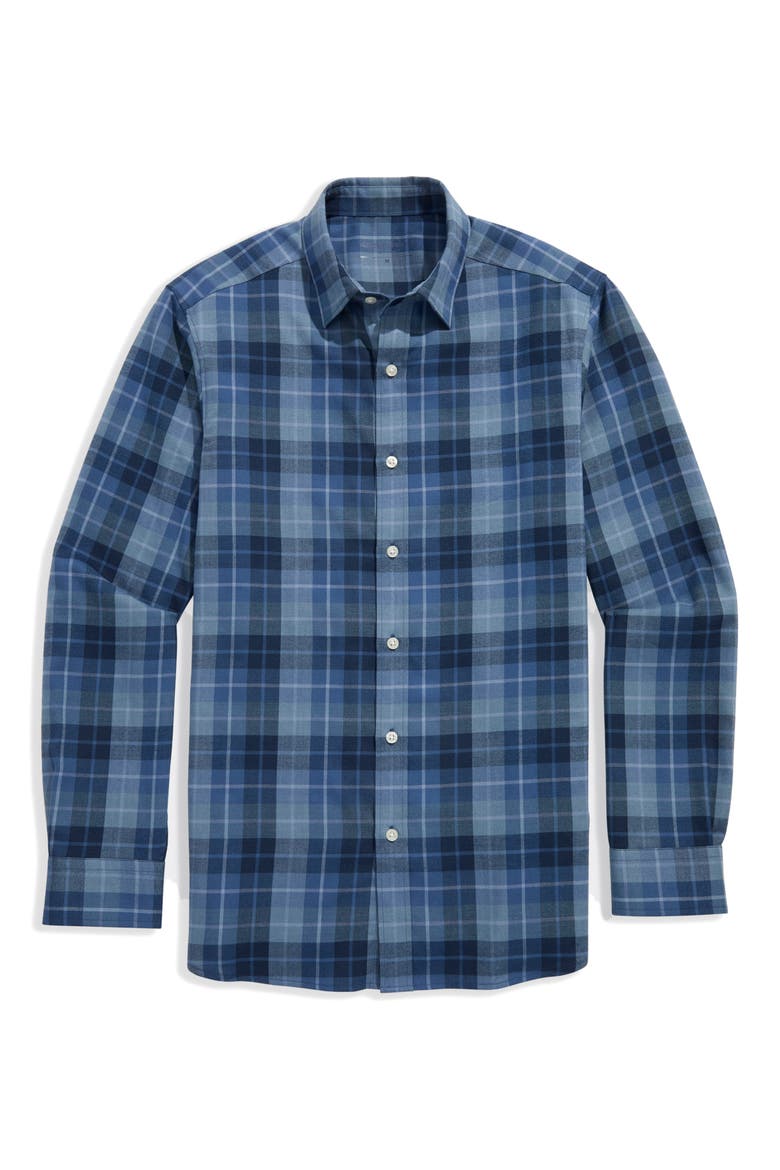 Brant Plaid Tech Twill Button-Up Shirt, Main, color, MOONSHINE