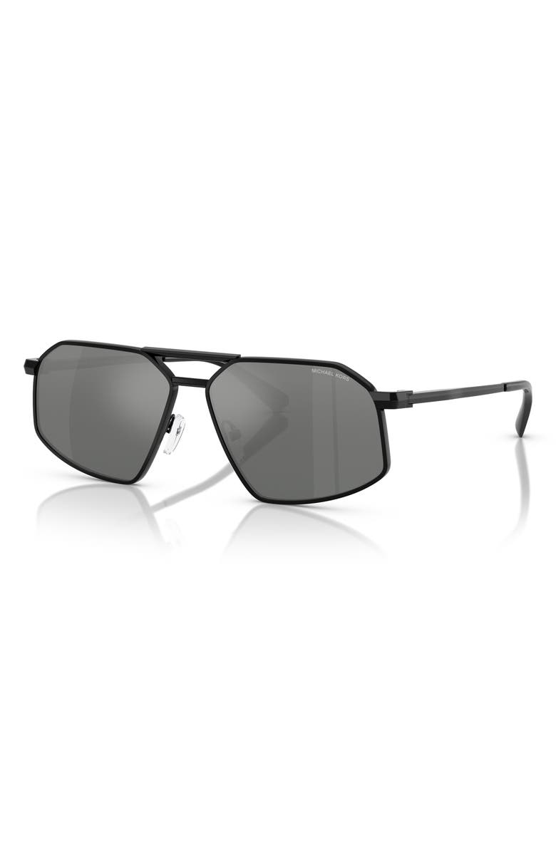 Michael Kors 60mm Irregular Sunglasses, Alternate, color, Black Shiny / Silver Flash