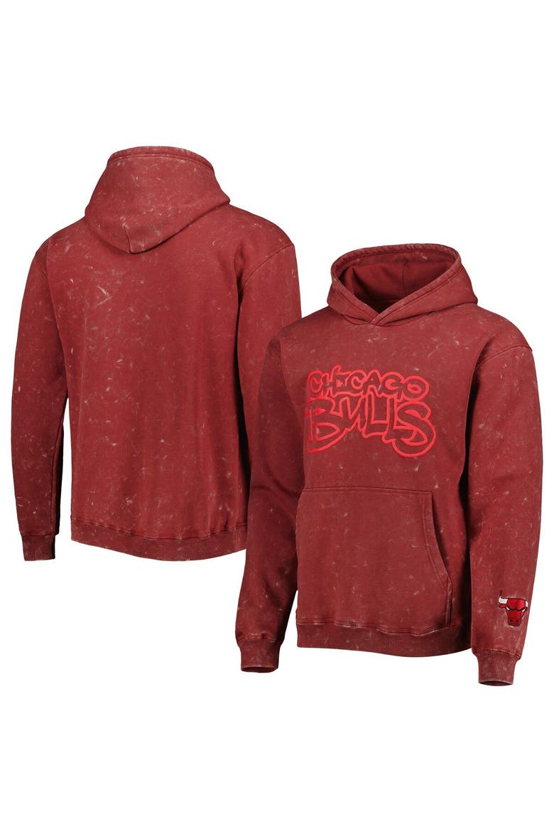 Unisex The Wild Collective Red Chicago Bulls Tonal Acid Wash Pullover Hoodie, Main, color, Red