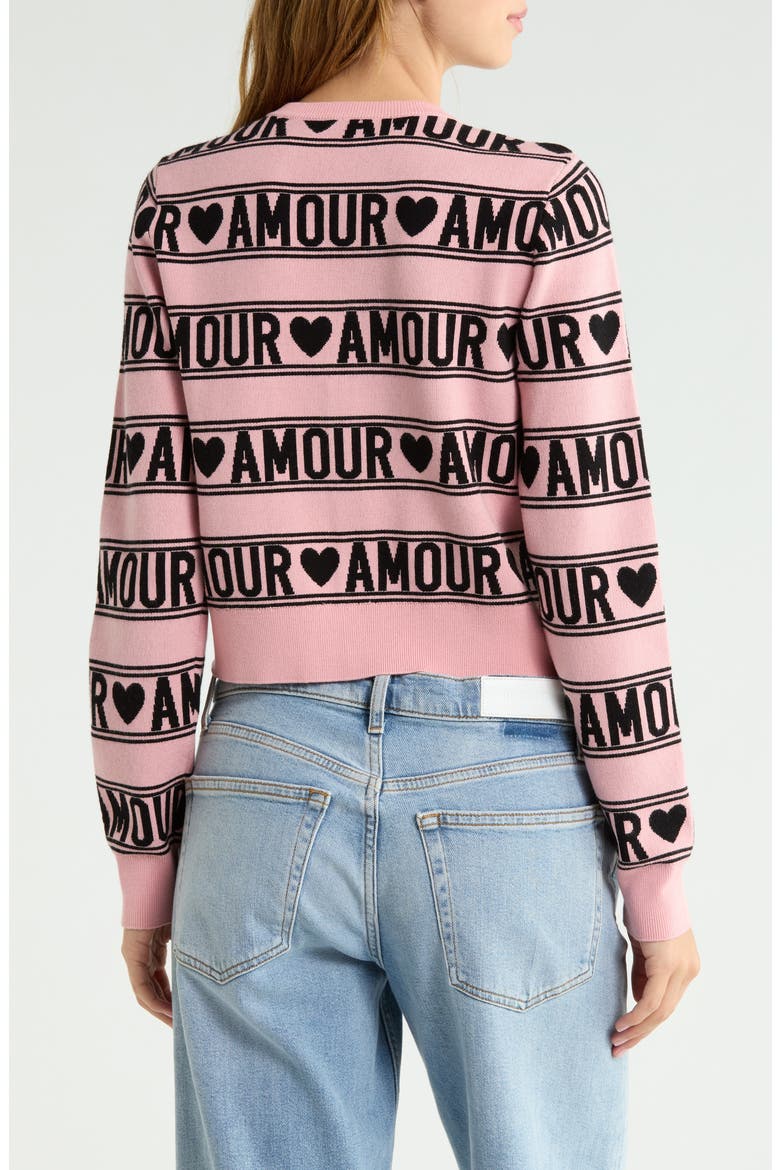 Amour Striped Cardigan, Alternate, color, BLACK/ BLUSH PETAL