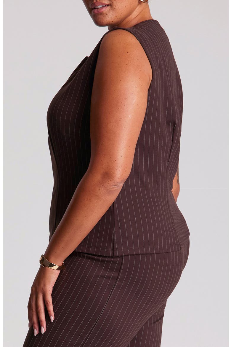 Marley Pinstripe Zip Vest, Alternate, color, CHOC STRIPE