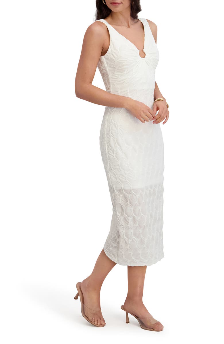 Siena Textured Knit Body-Con Midi Dress, Alternate, color, White