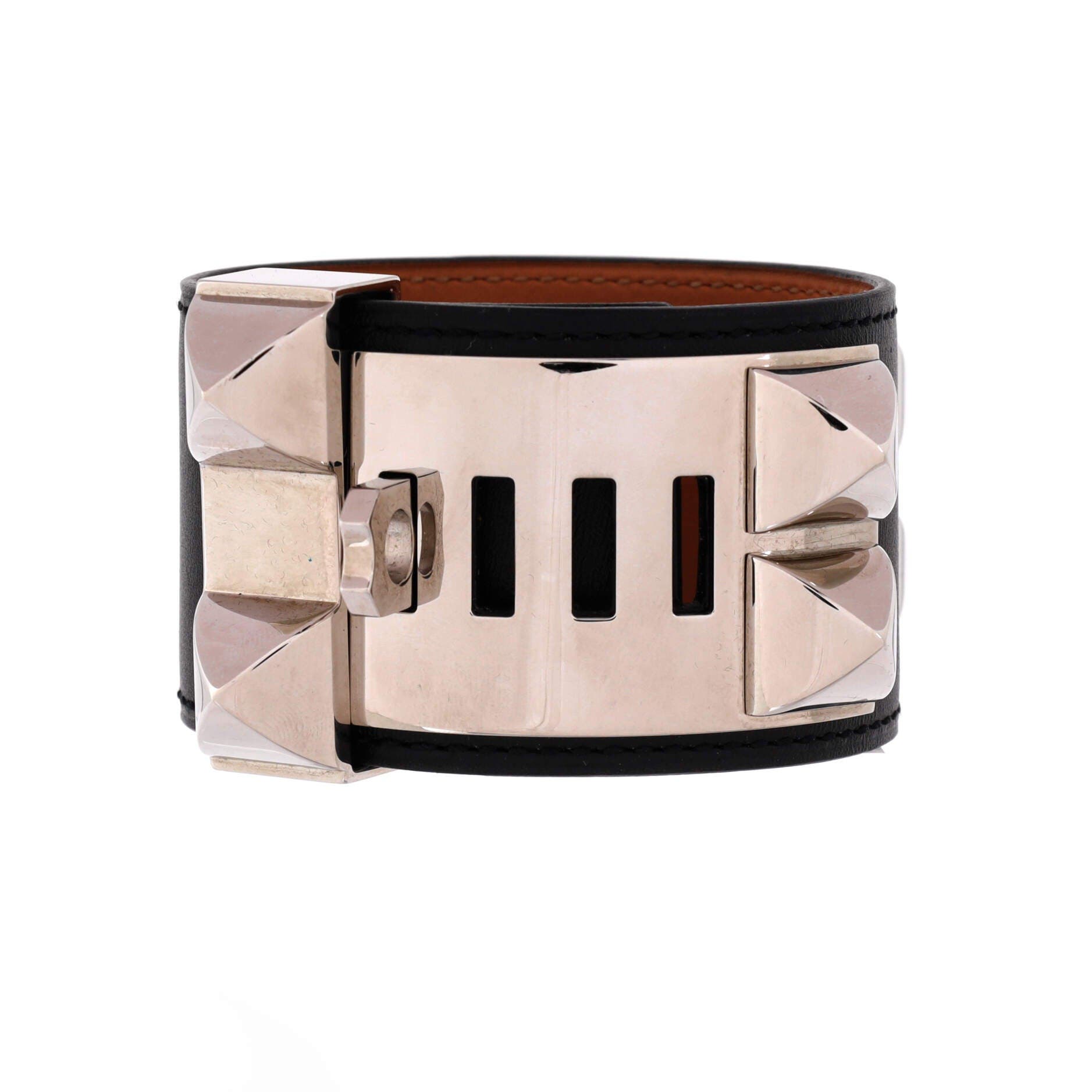 Pre-Owned Hermes Collier de Chien Bracelet Leather, Alternate, color, Black