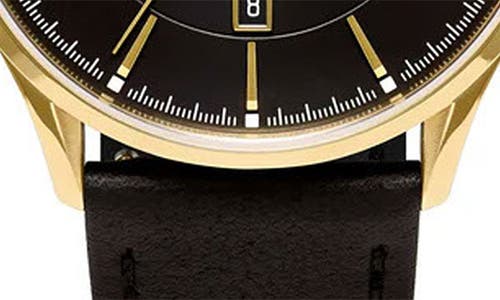 Vincero The Kairos Ii Leather Strap Watch, 38mm In Gold Onyx