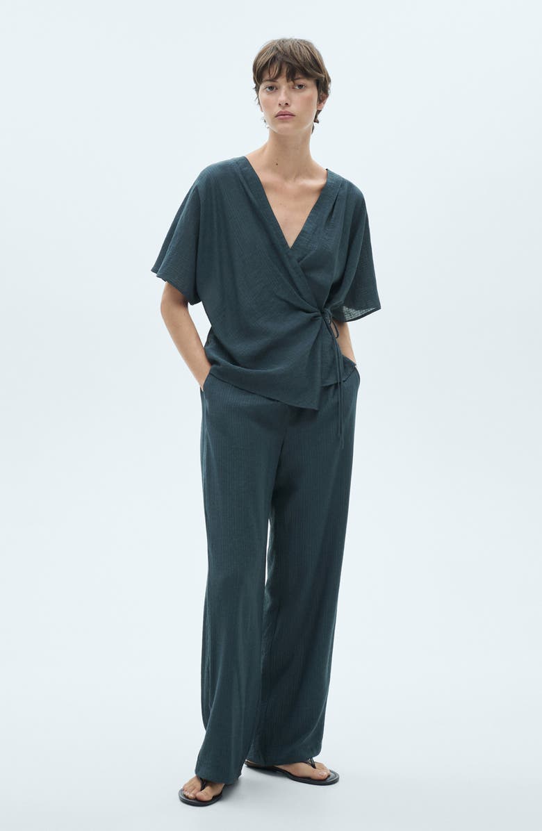 MANGO Drawstring Waist Straight Leg Pants, Alternate, color,