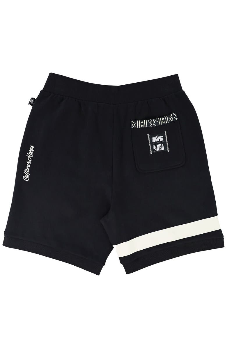 Two Hype Unisex NBA x Two Hype Black Brooklyn Nets Culture & Hoops Premium Classic Fleece Shorts, Alternate, color, Black