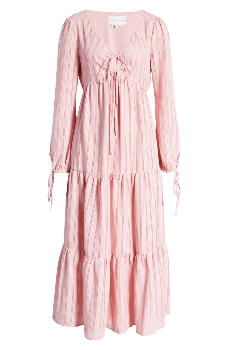 Charles Henry Tiered Long Sleeve Midi Dress, Alternate, color, 