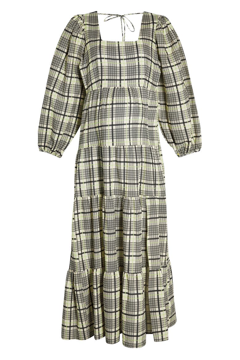 Maternity Plaid Long Sleeve Midi Dress, Alternate, color, LIME MULTI