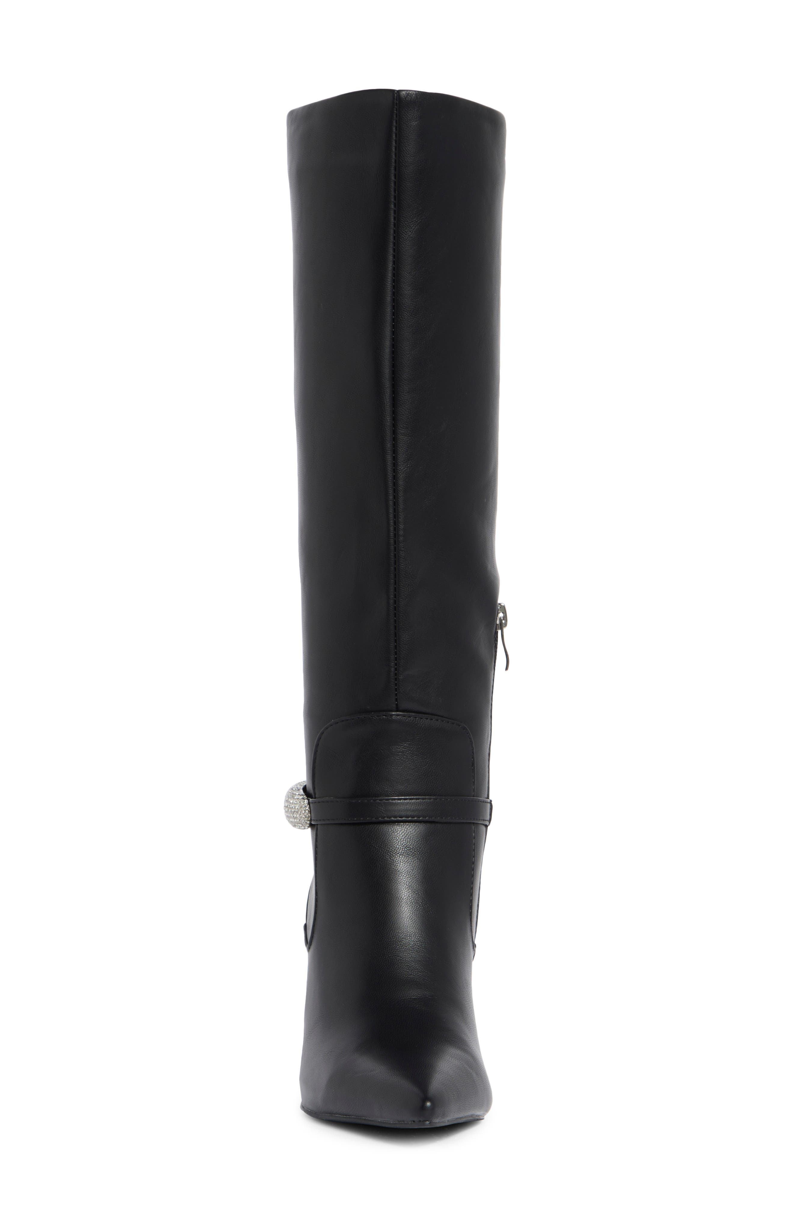 Domineca Knee High Faux Leather Boot, Alternate, color, BLACK