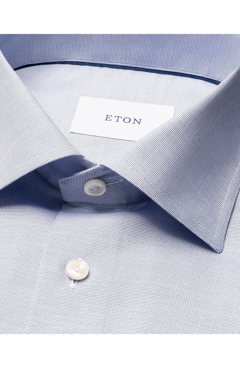Eton Contemporary Fit Solid Blue Cotton Dobby Dress Shirt, Alternate, color, Medium Blue
