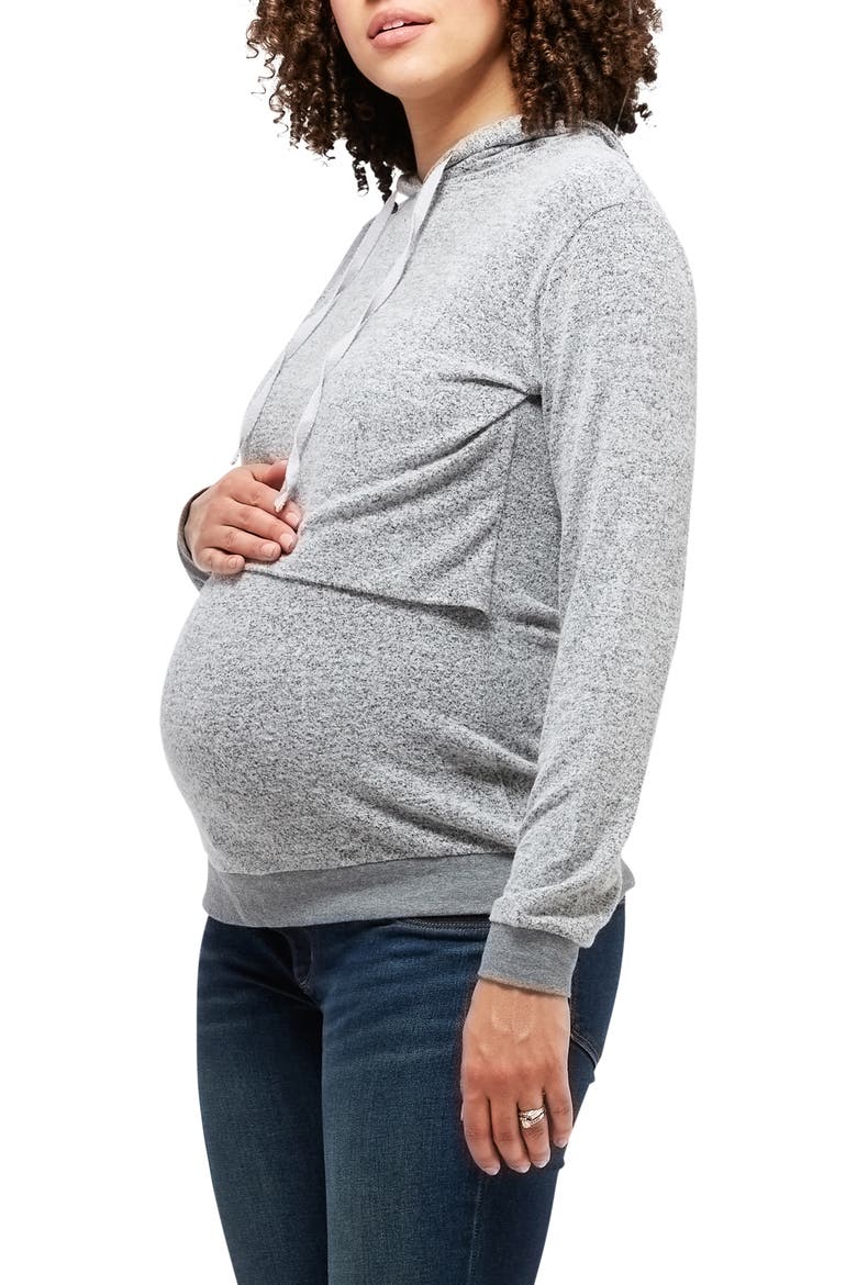 Jojo Maternity/Nursing Hoodie, Alternate, color, GRAY HACCI