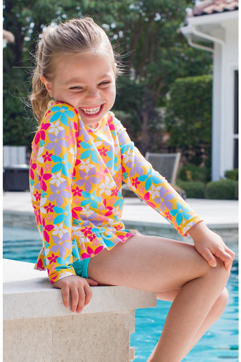 Endless Summer Two-Piece Rashguard Swimsuit & Headband Set, Alternate, color, YELLOW