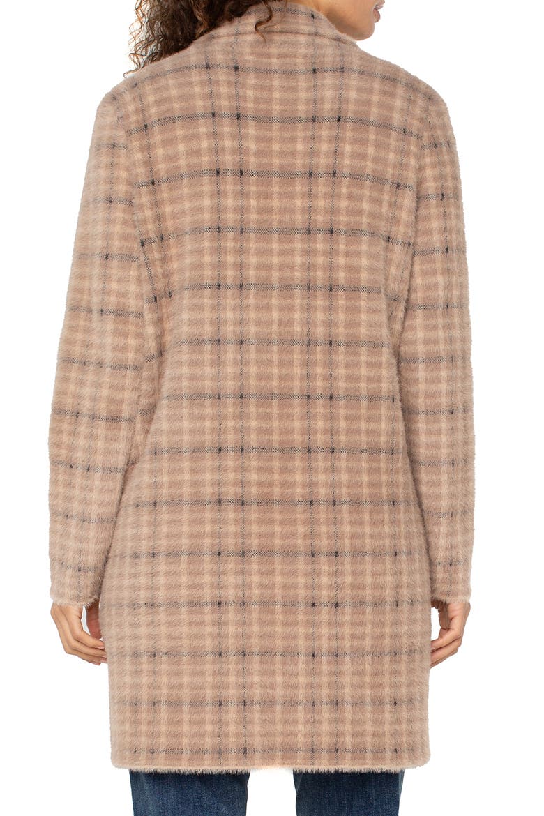 Coatigan Open Front Cardigan Sweater, Alternate, color, CAMEL CREAM PLAID