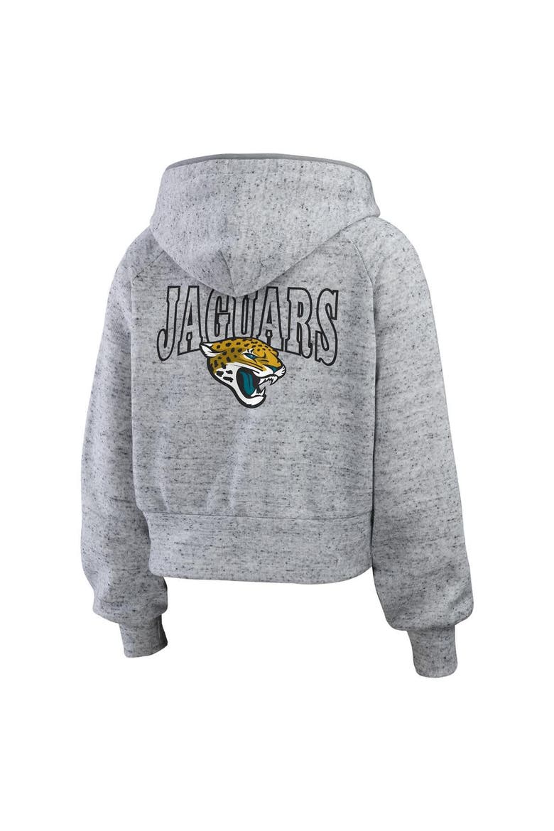 Women's WEAR by Erin Andrews  Heather Gray Jacksonville Jaguars Speckled Fleece Cropped Full-Zip Hoodie, Alternate, color, Heather Gray